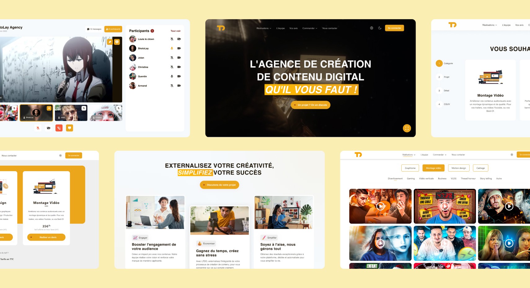 Images montrant plusieurs écrans du site internet La Taverne Du Design