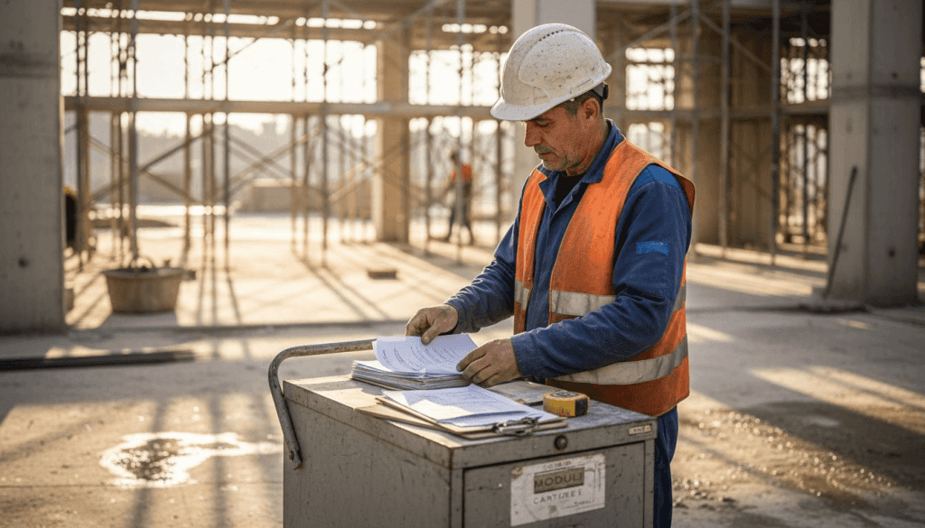 Il capocantiere si occupa di sistemare e tenere in ordine la documentazione cartacea direttamente in cantiere.