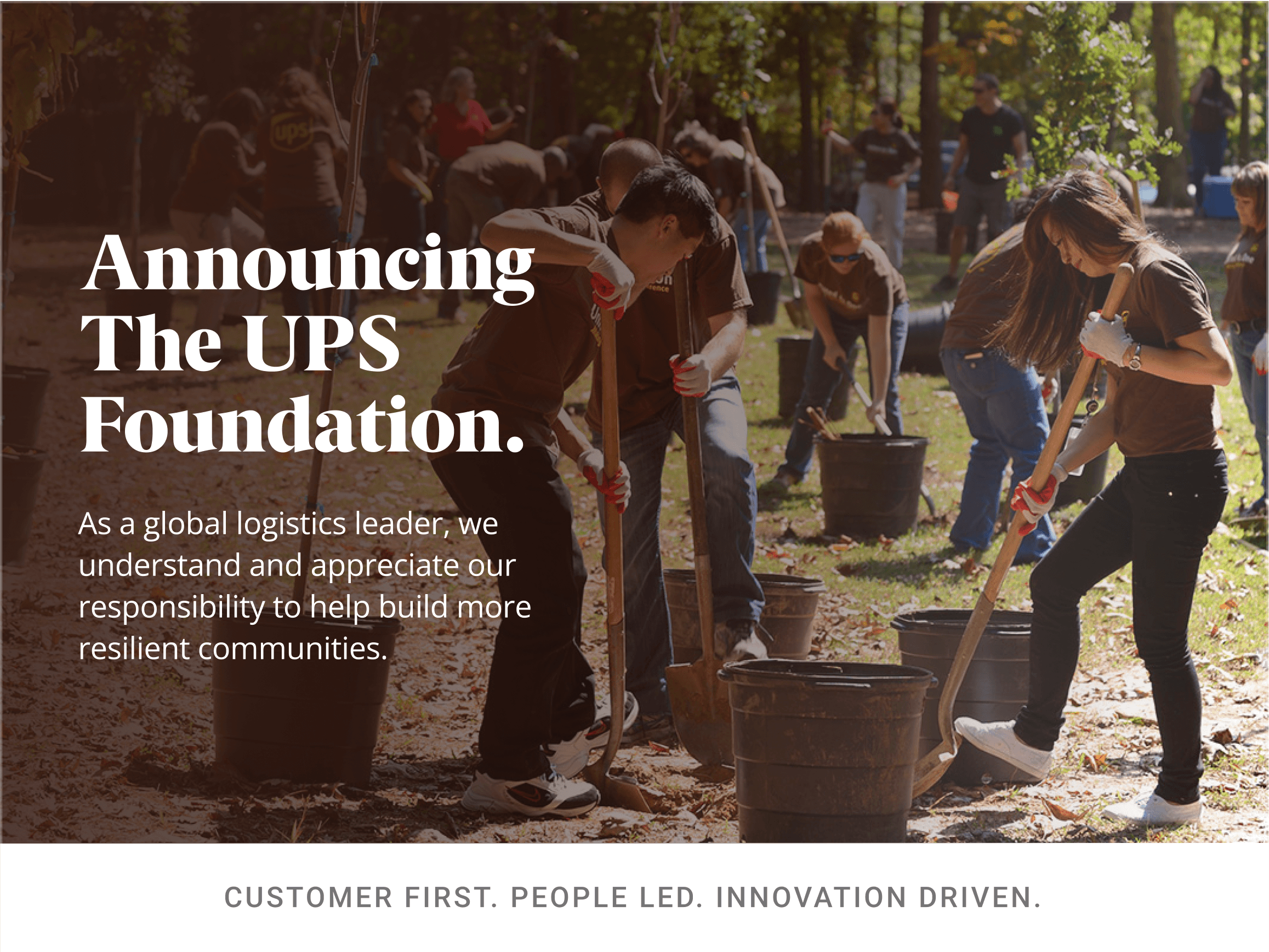 United Parcel Service UPS foundation text and workers volunteering