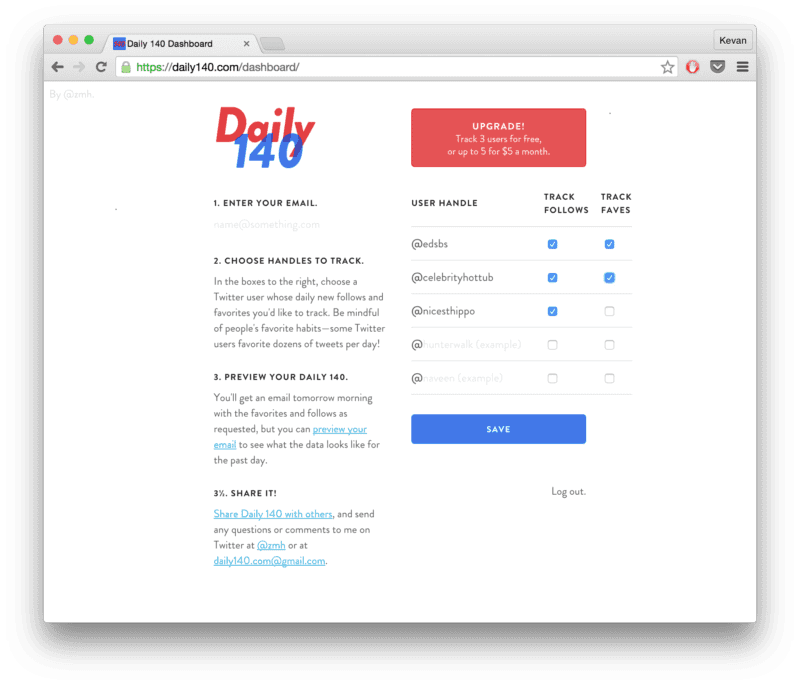 Track your daily Twitter metrics: Daily 140