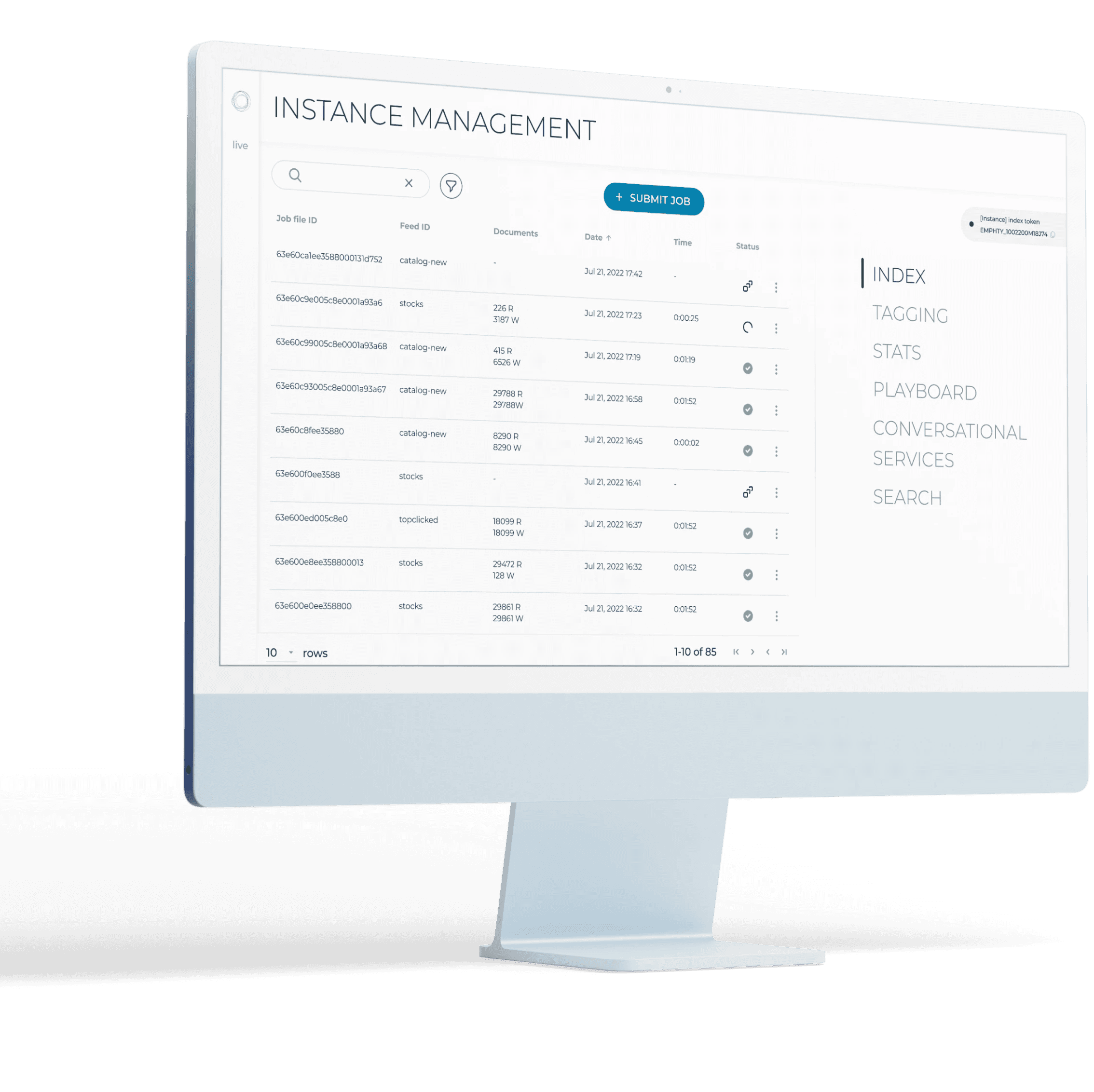 Instance Management tool mockup