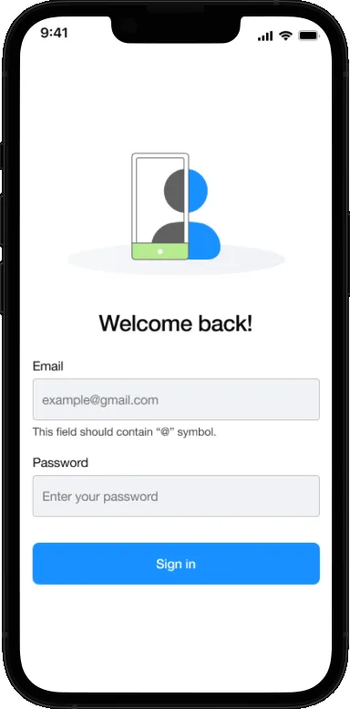 GTE driver logistics mobile app sign-in screen