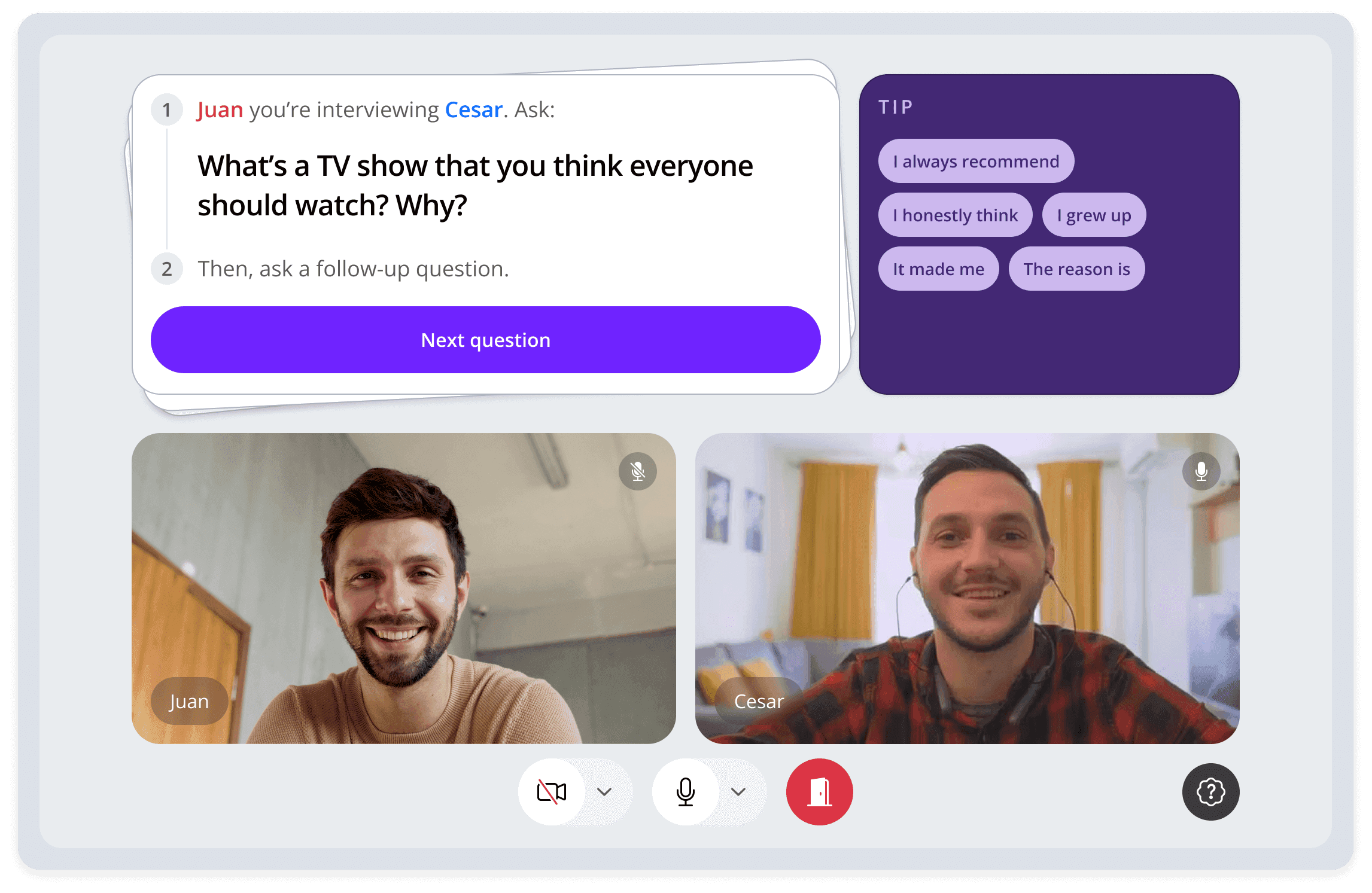Leap session UI