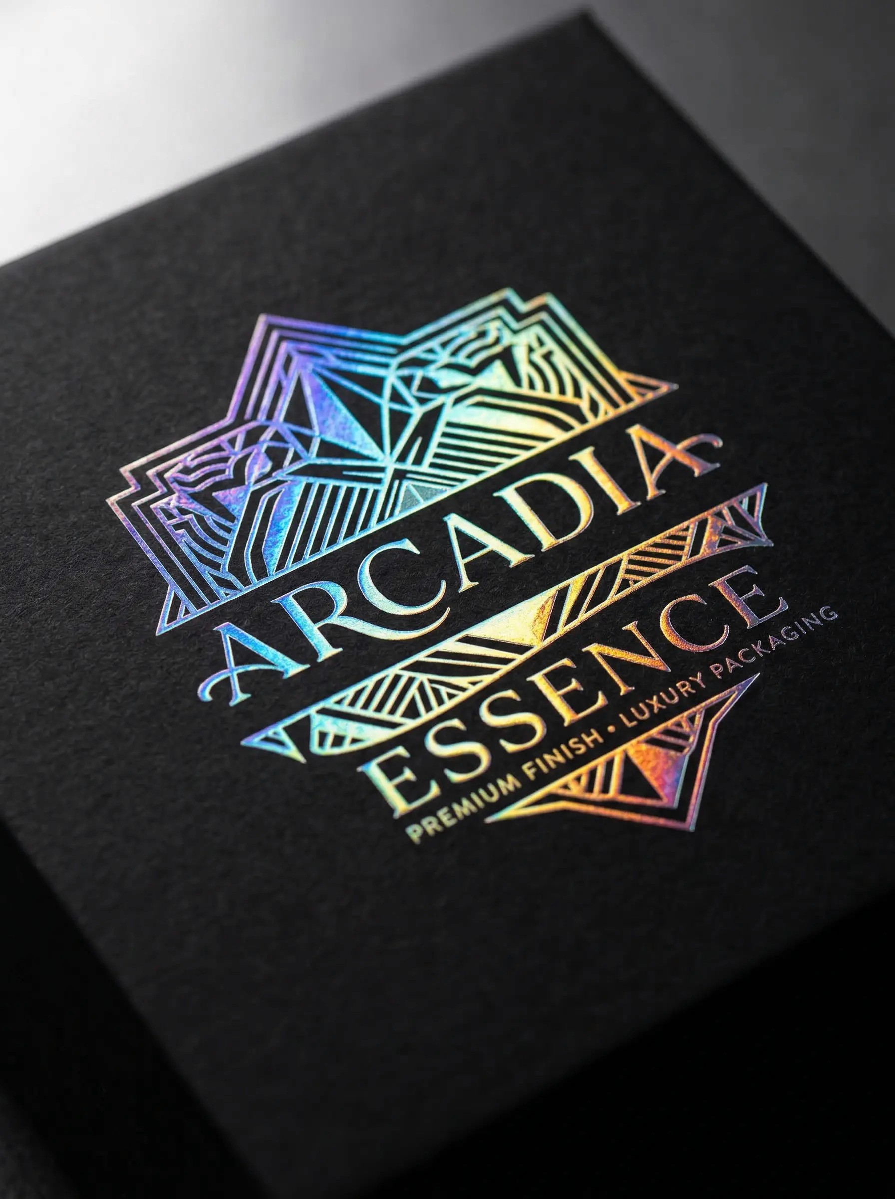 Iridescent holographic foil stamping