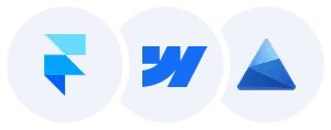 Logos of three companies displayed in circular frames against a white background, featuring modern and geometric designs in shades of blue and purple.