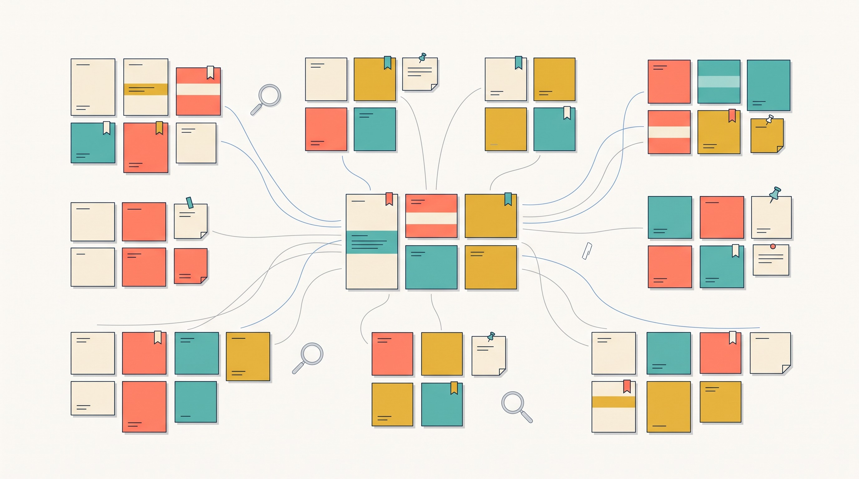 Searchable research highlights grouped by analytical theme