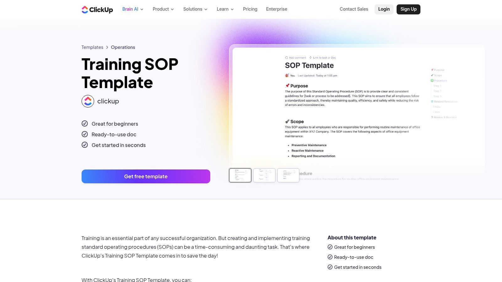 ClickUp – Training SOP Template