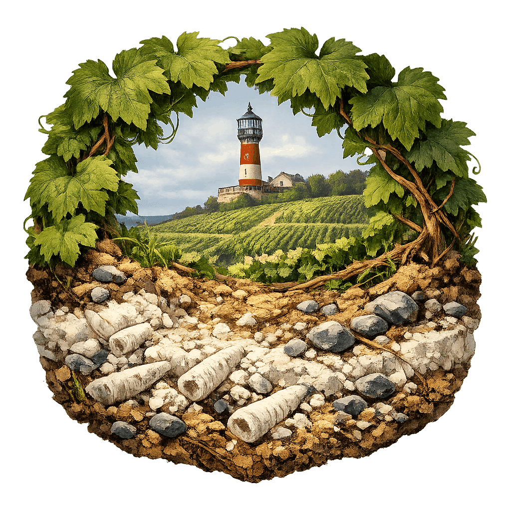 Detailed graphic of the Montagne de Reims wine region.