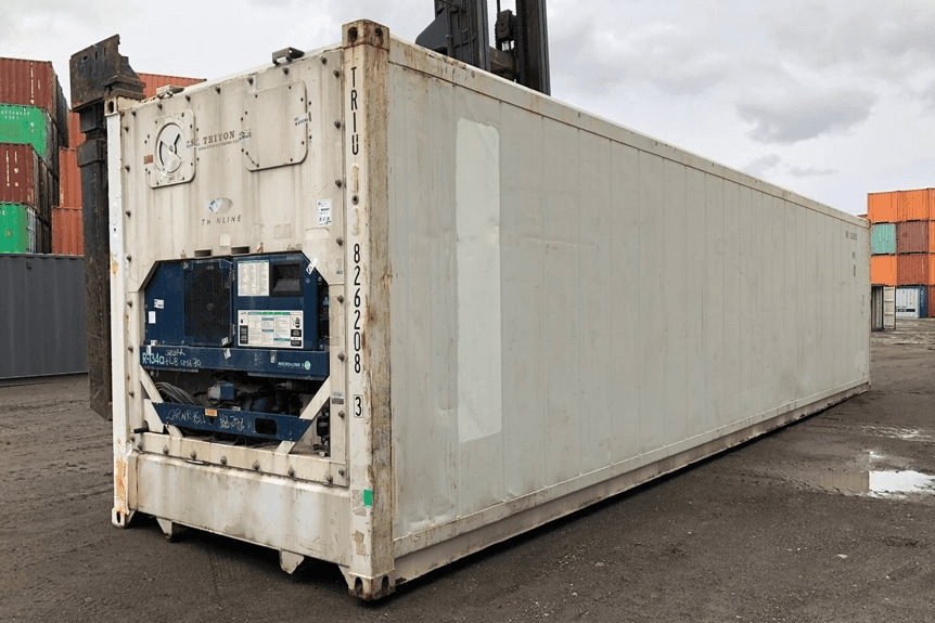 40' HC Used Reefer at the depot