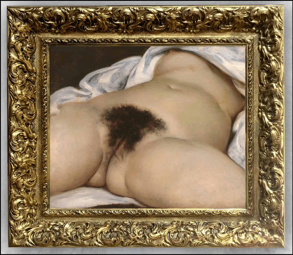 L'Origine del Mondo di Gustave Courbet, riproduzione dipinta a mano ad olio su tela, copia d'autore di qualità museale - Atelier della Copia d'Autore