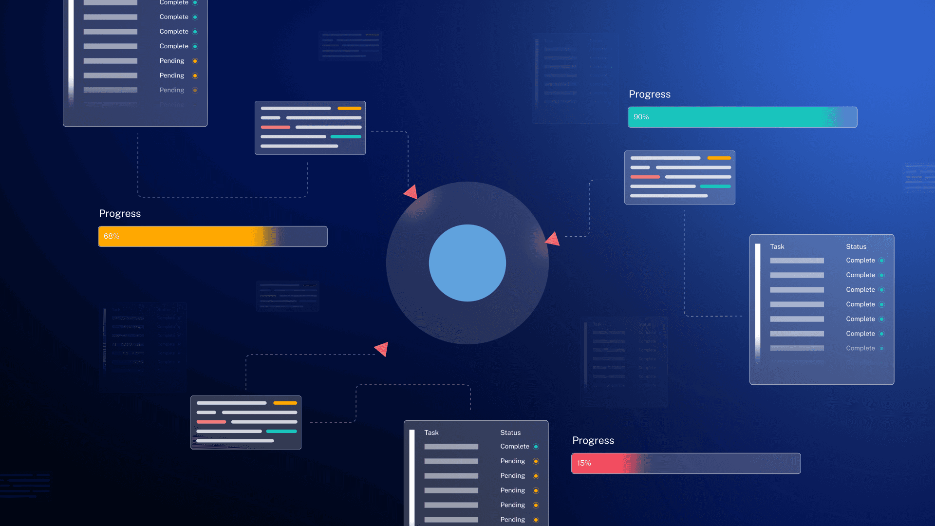 Drone shot of a running track at night