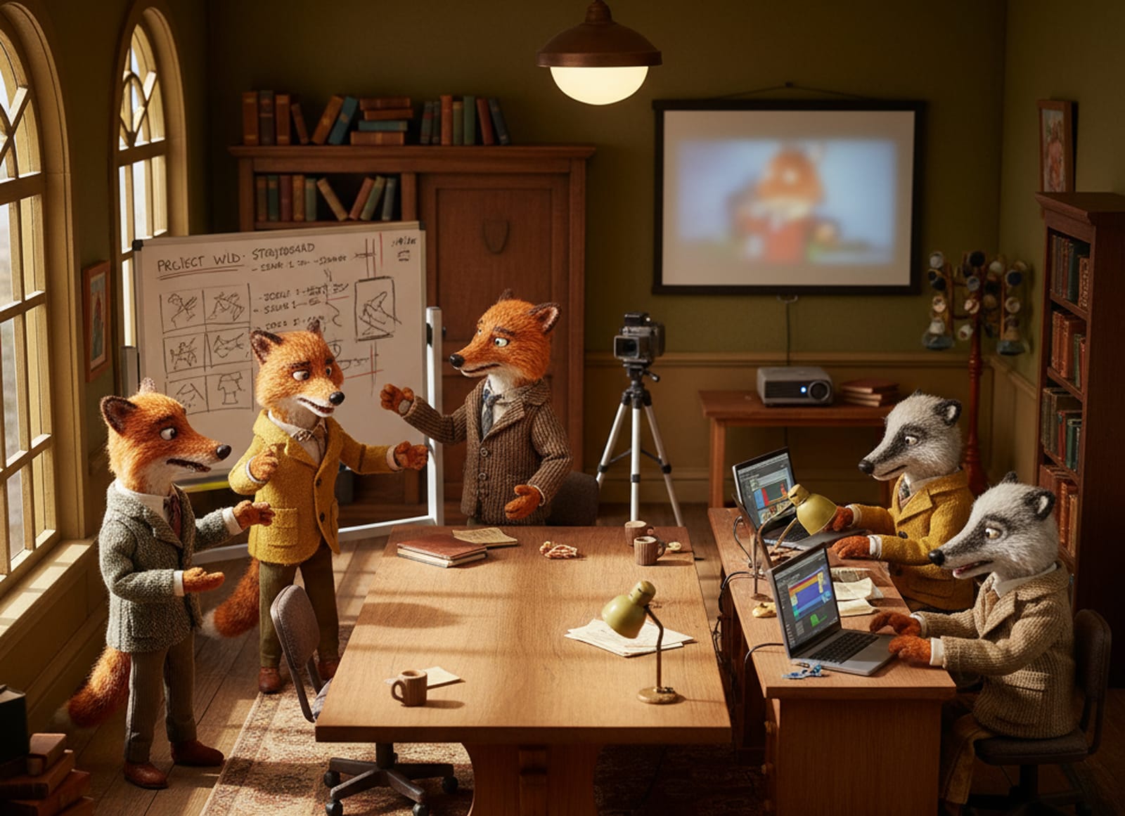People working at the office on a video project