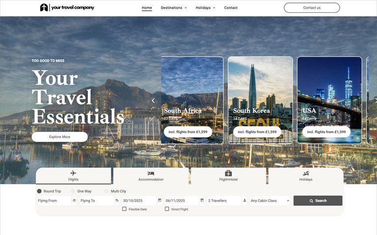 Live travel website built on Travelgenix