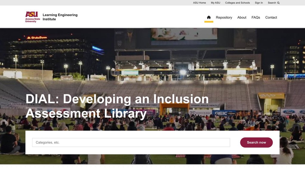 DIAL landing page with the library title and search box