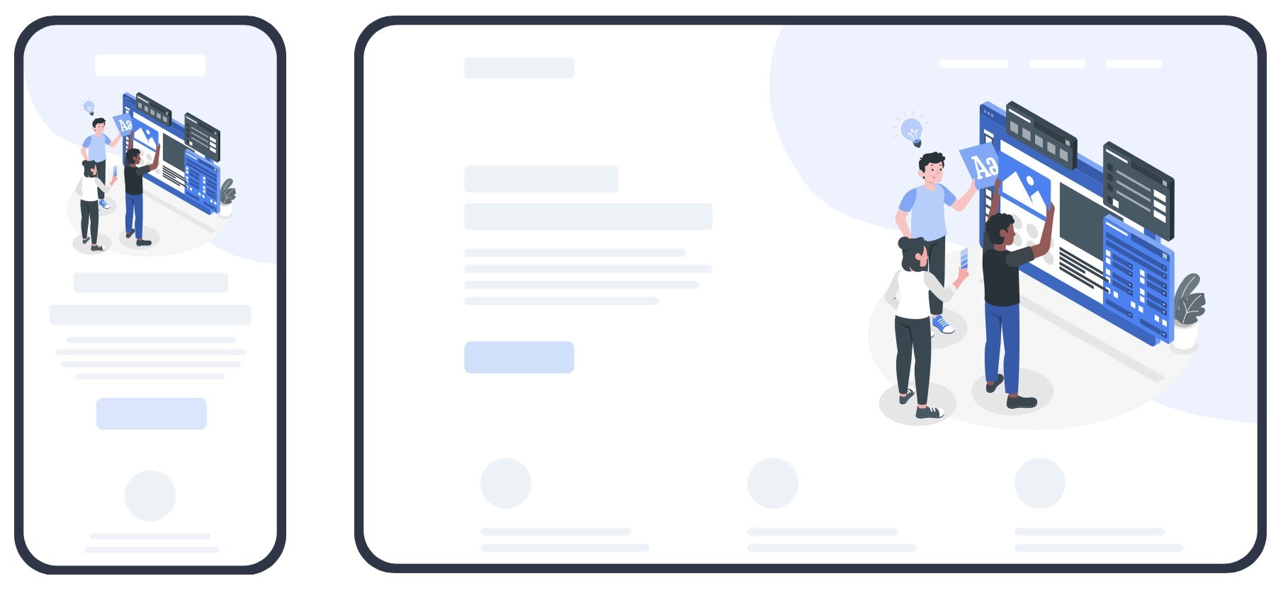 Illustration composition on mobile and desktop