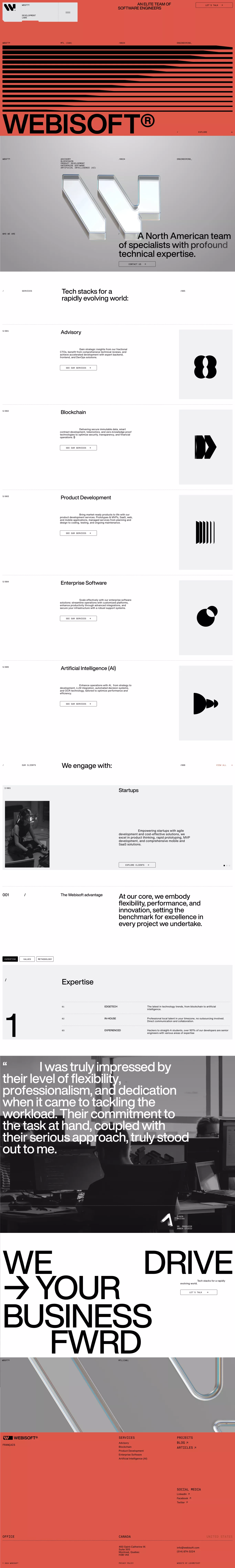 Elite Team of Software Engineers. Leadin portfolio page screenshot showcasing Tech design