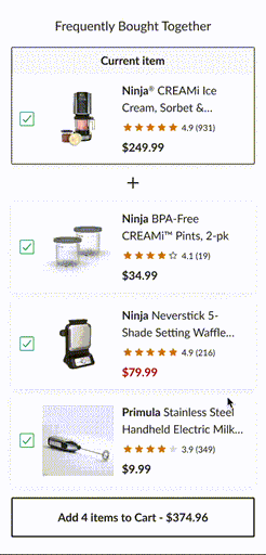 The one-click-add-all feature of Canadian Tire's "Frequently Bought Togetehr" component.