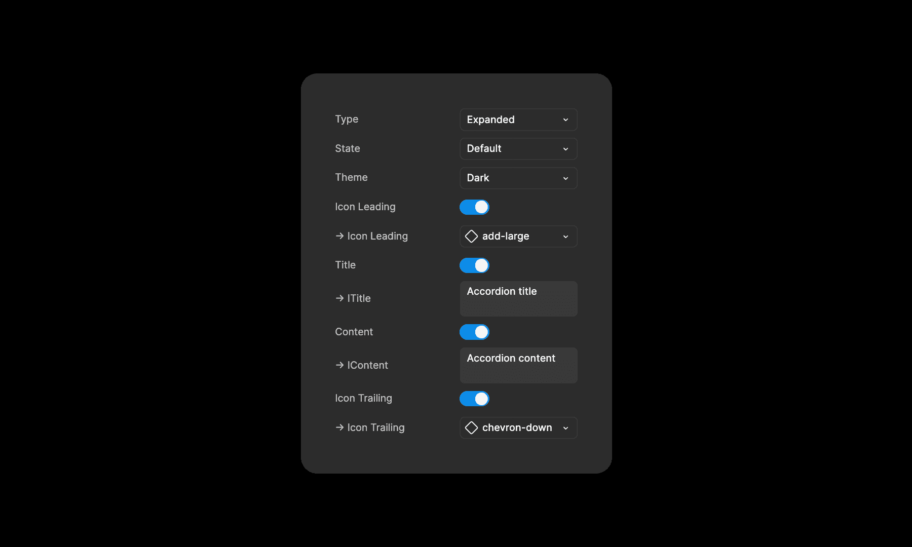 Accordion Component Settings
