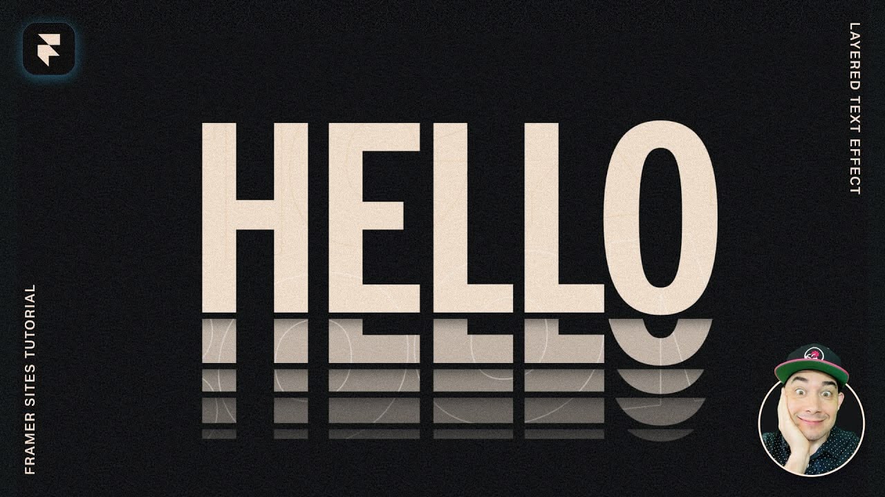 Text graphic featuring the word "HELLO" in large letters against a dark background, with a small illustration on the side.