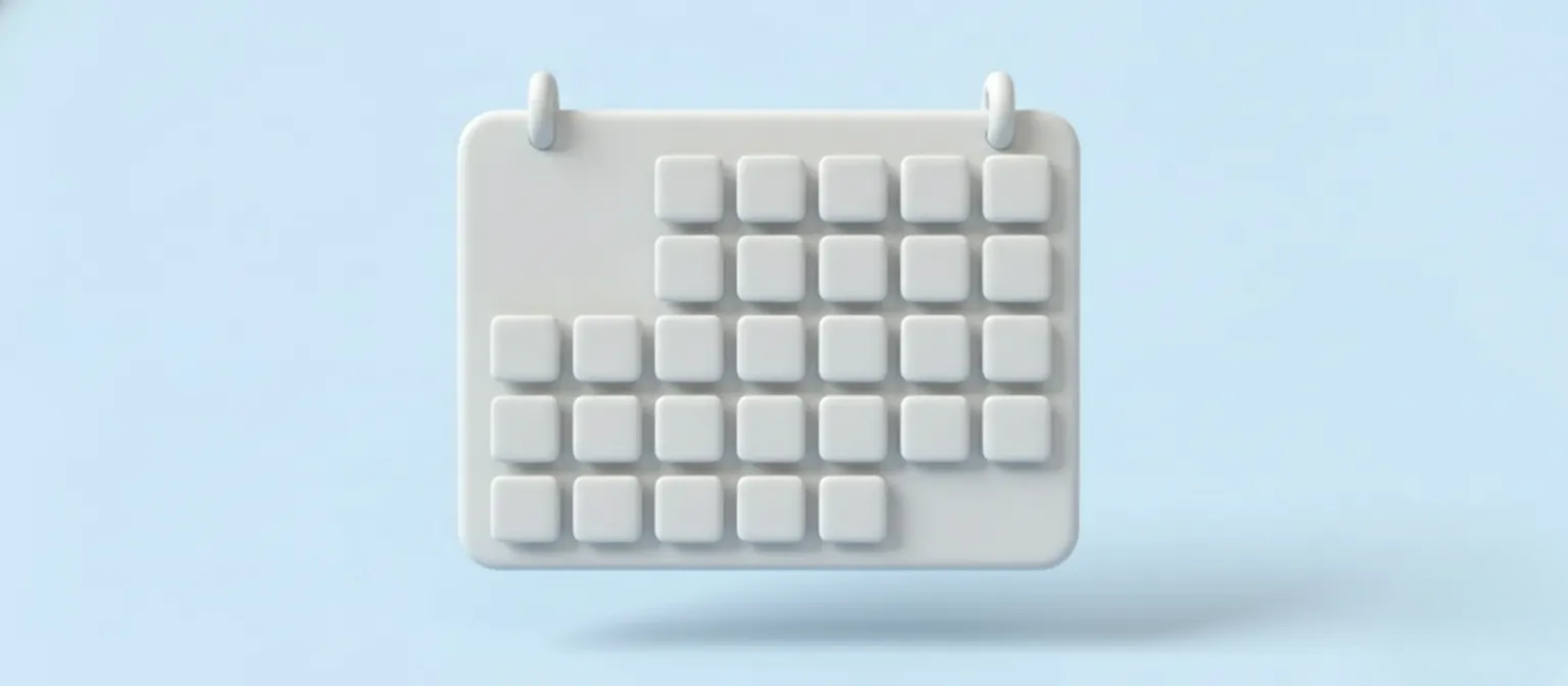 A 3D illustration of a calendar against a blue background
