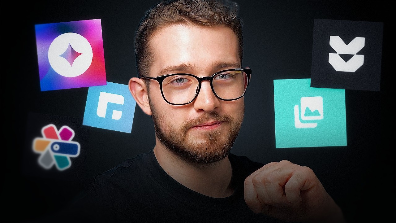 Design tools comparison video thumbnail with app logos