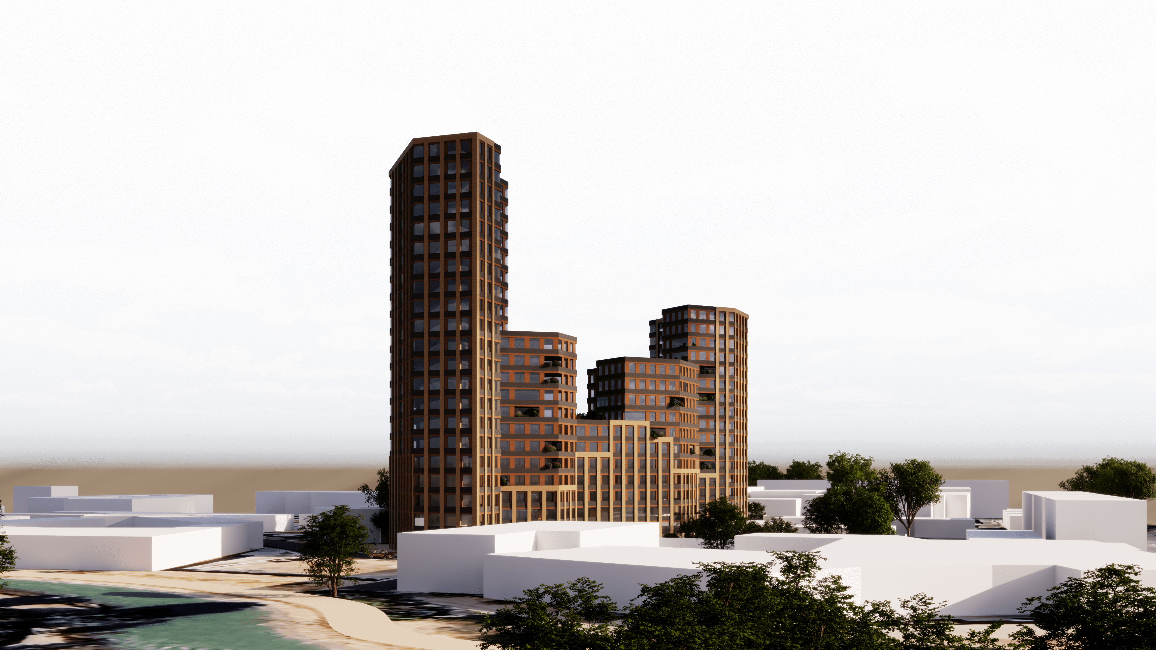 Архитектурный рендер жилого комплекса Ziynat