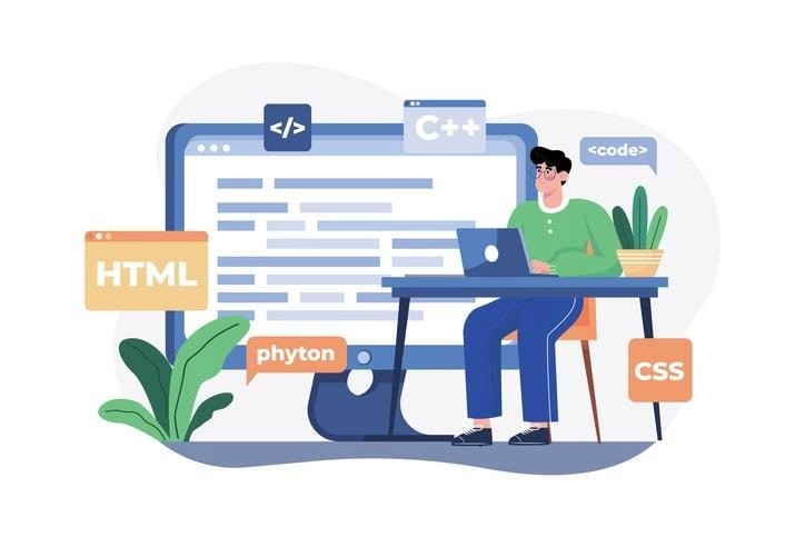 A diverse group of programmers discussing the best programming languages for job seekers in 2025.