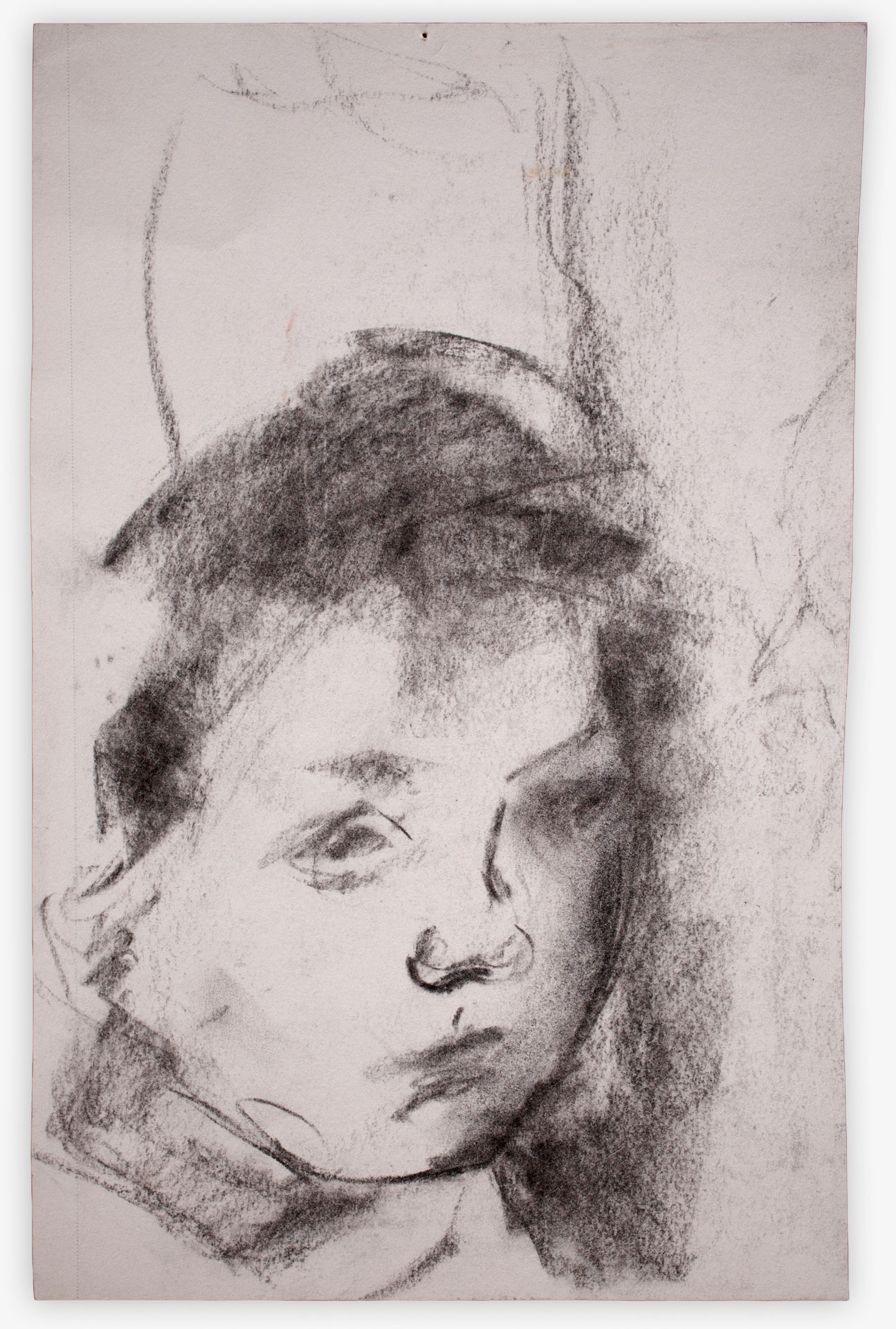 Untitled 3, 2021, charcoal on paper, 18x12"