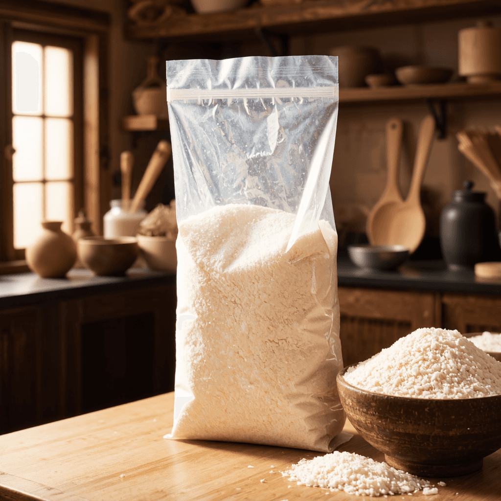 product photography of a bag of glutinous rice flour