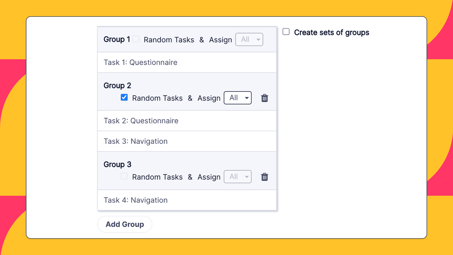 showing the randomization UI of a competitor for comparison