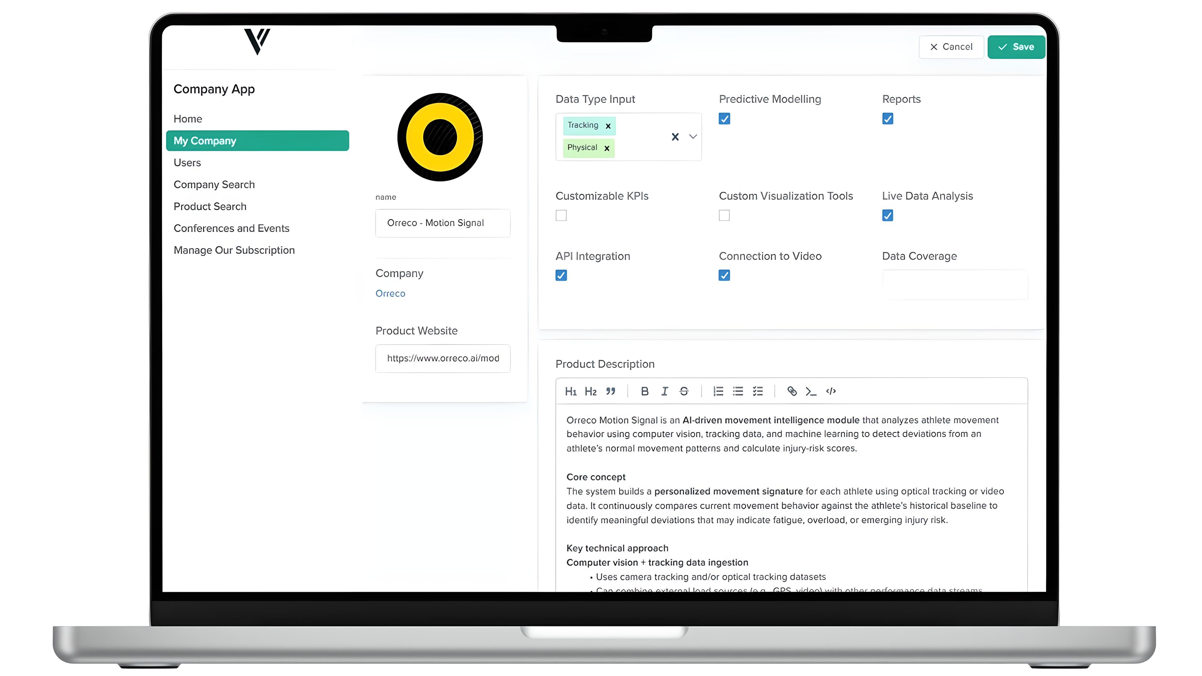 Sports tech management platform - Tech management feature
