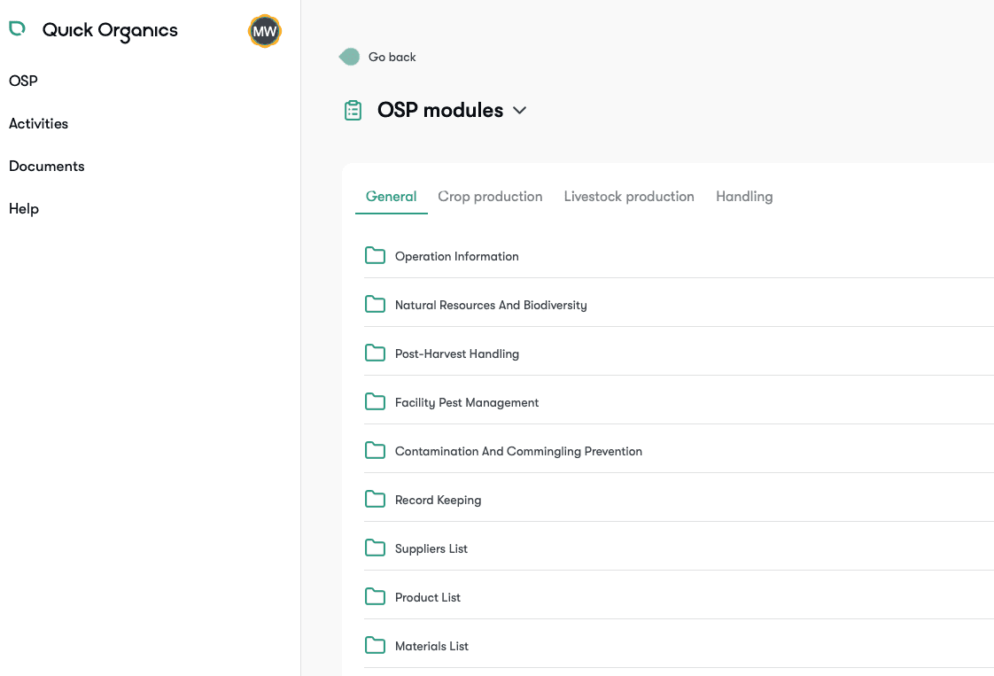 Quick Organics Organic System Plan