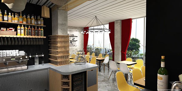 Vue de la salle de restauration, depuis le comptoir