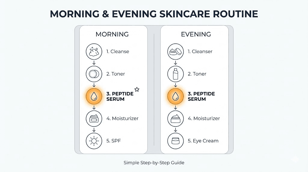 How to incorporate peptide serum into morning and evening skincare routines