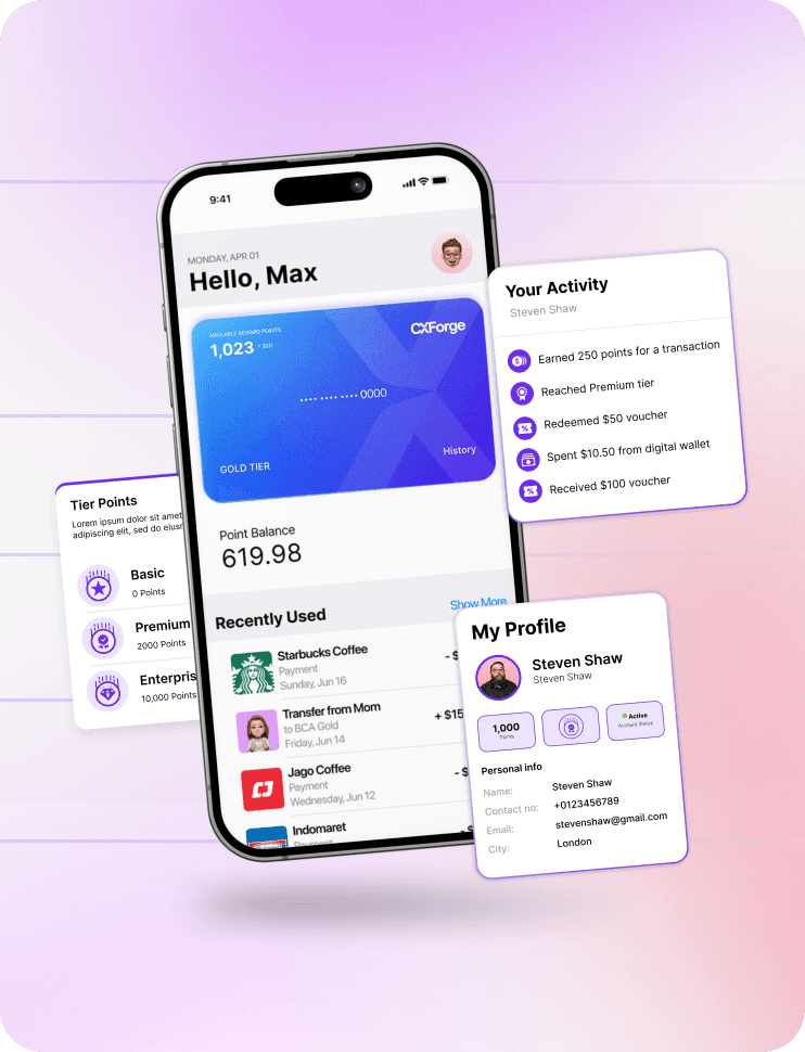 Mobile view of the loyalty app 
