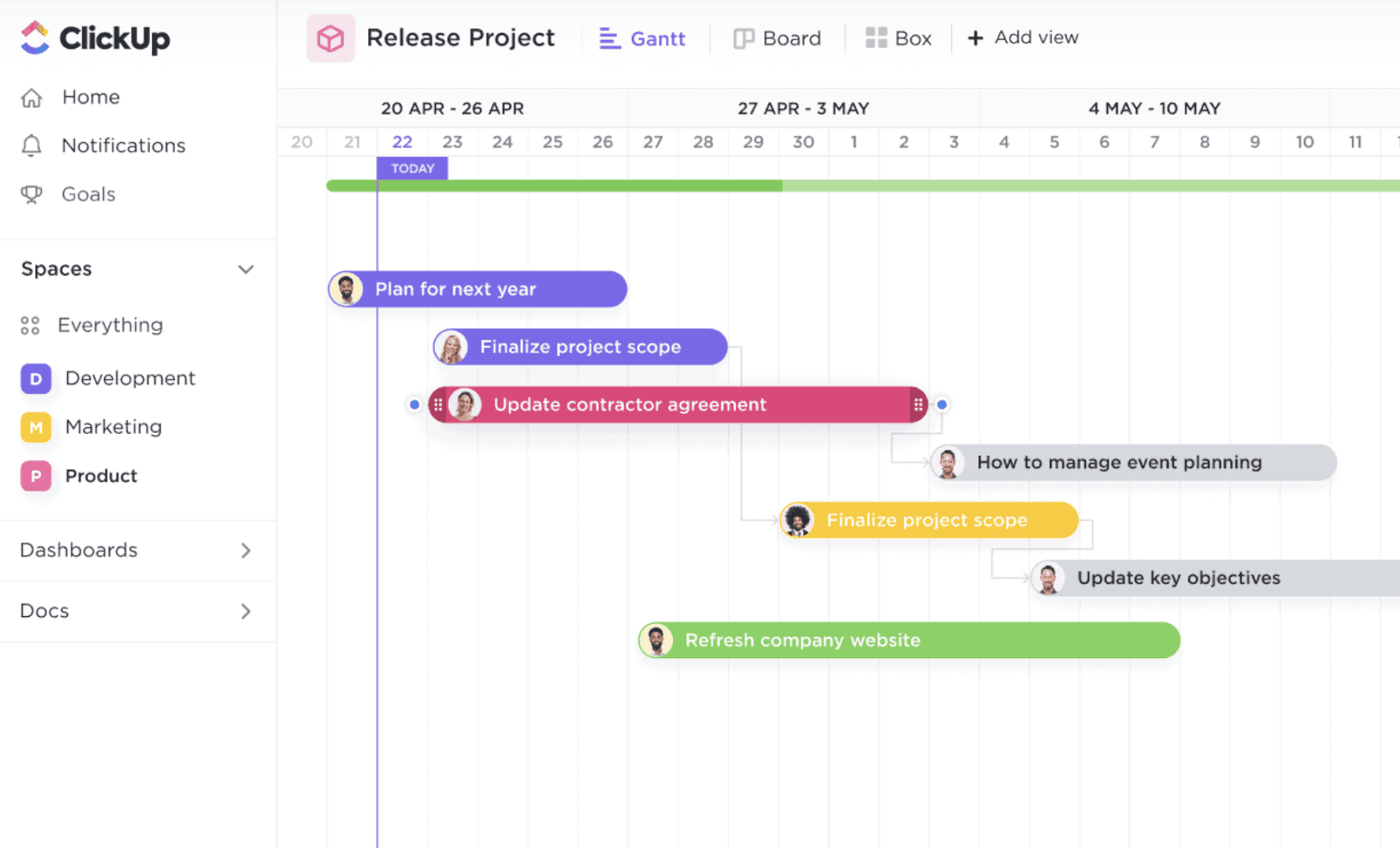 Gantt chart on ClickUp