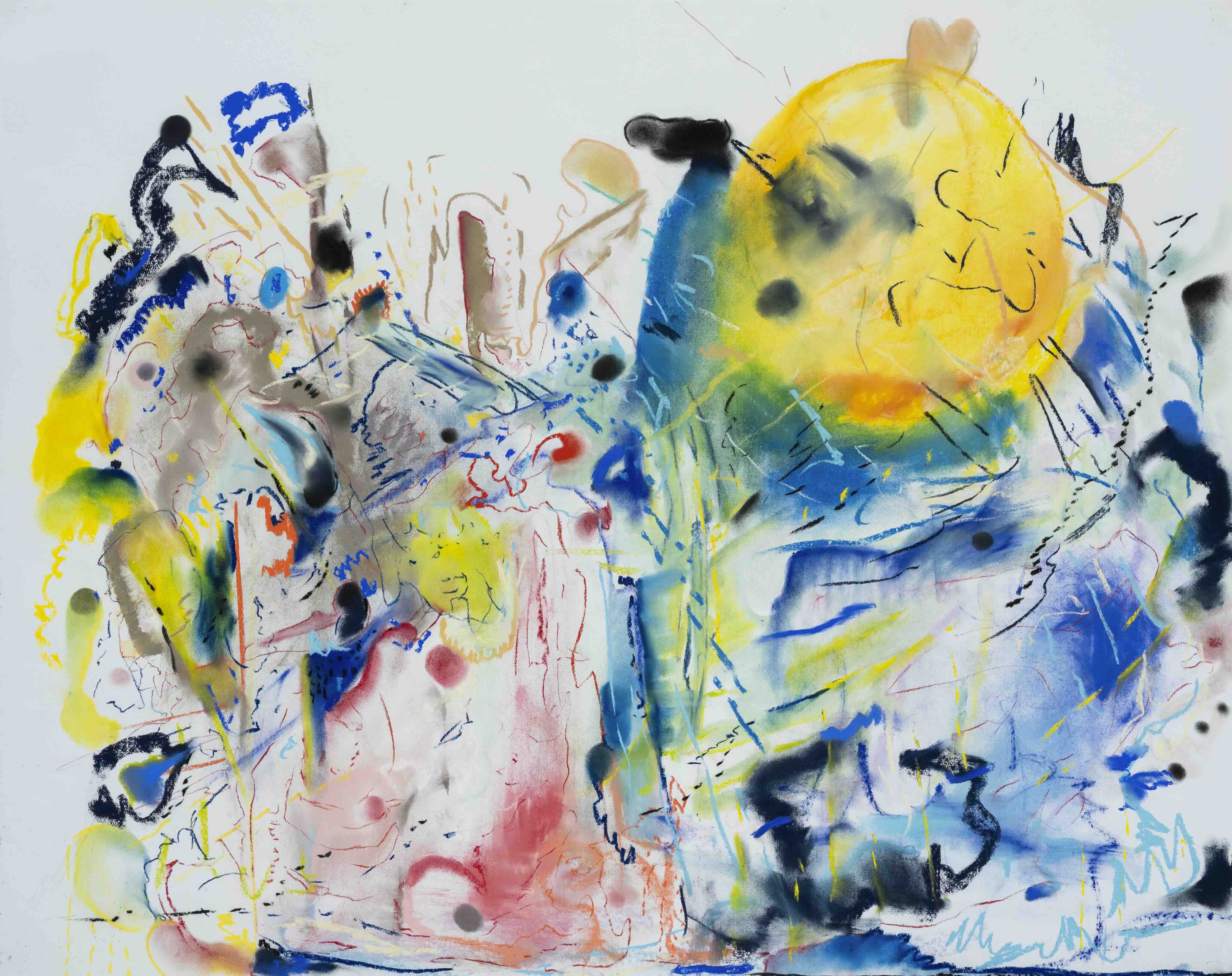 Bomboş bir deri eldiven (A leather glove, utterly hollow), 2025. Pastel on paper, 33 x 41 inches (83.82 x 104.14 cm).