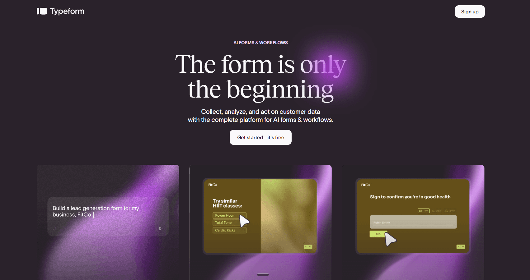 Typeform homepage