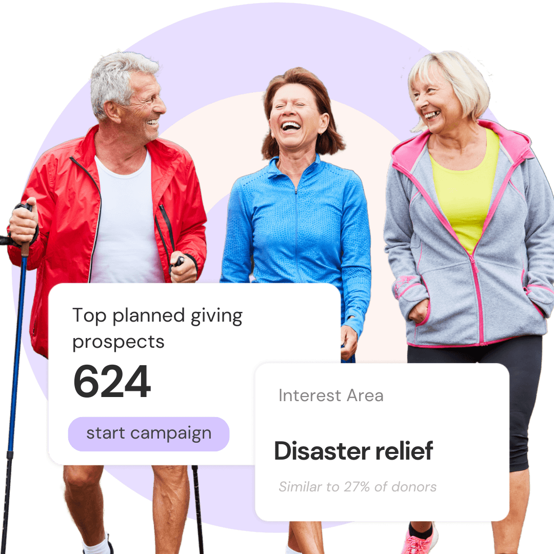 A group of people who are part of the top planned giving prospects audience, with an interest area of disaster relief.