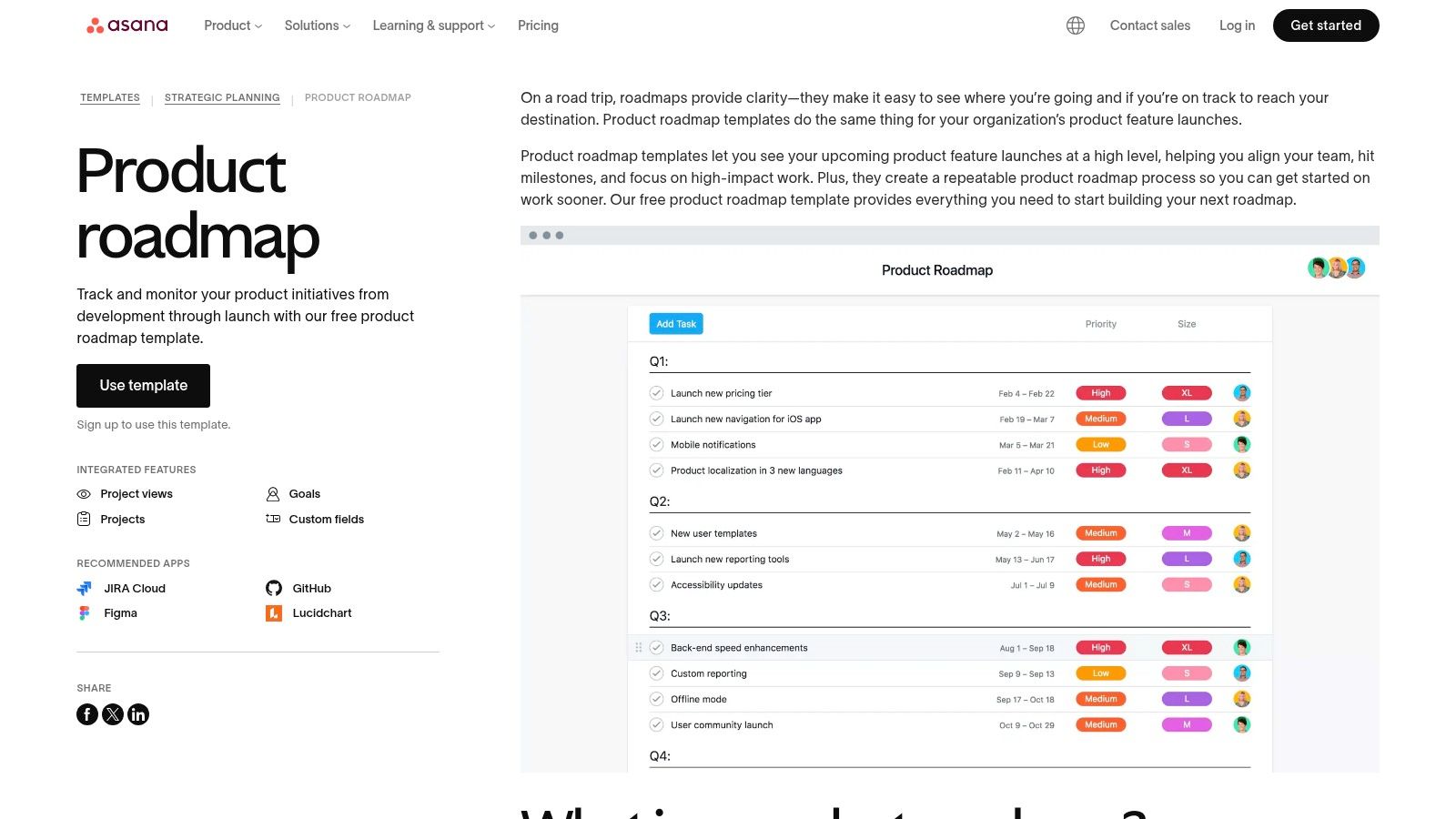 Asana (Product Roadmap Template)
