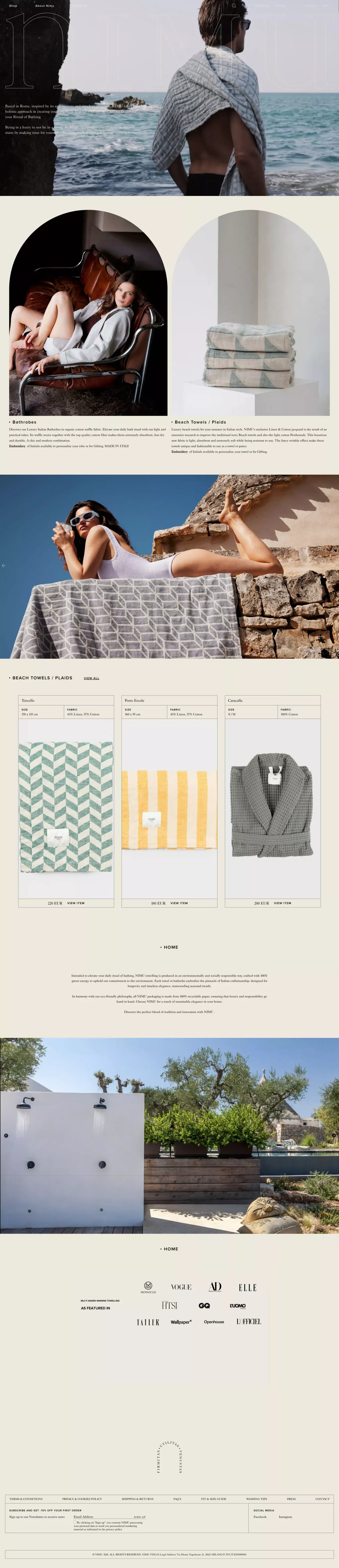 NIMU ecommerce page screenshot showcasing Ecommerce and Fashion design