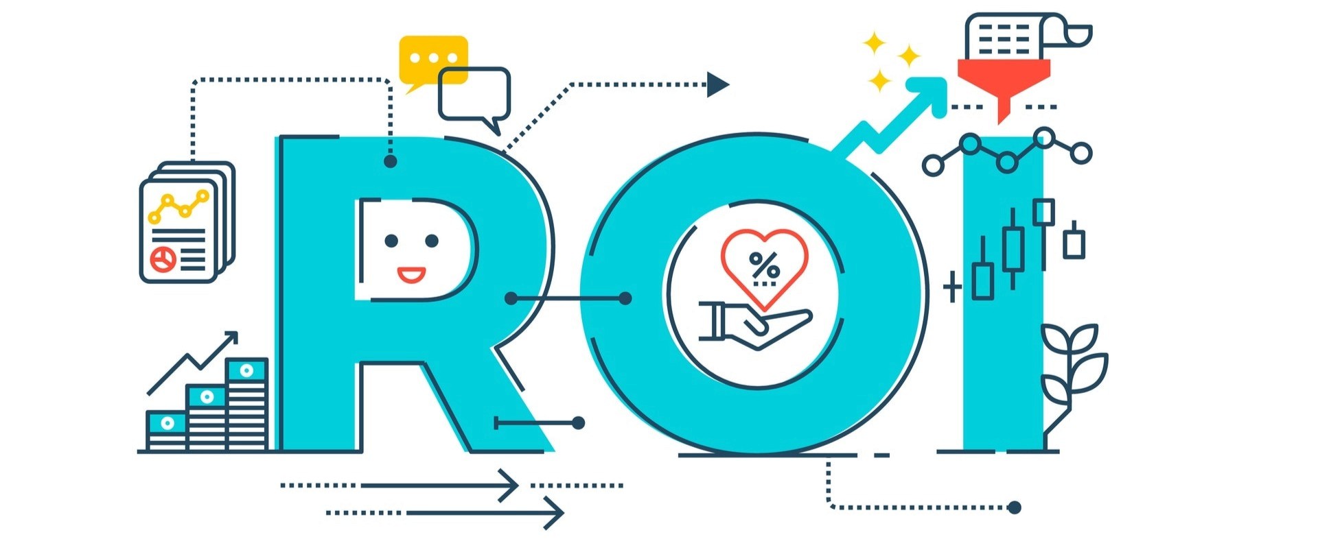 ROI visualization illustrating return on investment metrics, performance growth, and data-driven marketing results.