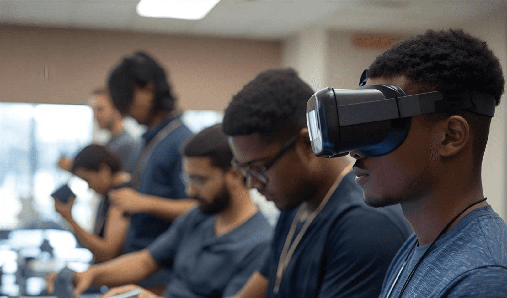 Students use augmented reality to explore complex subjects through interactive 3D models, demonstrating how AR supports hands-on learning in STEM, medical training, and other disciplines within a safe and engaging classroom environment.