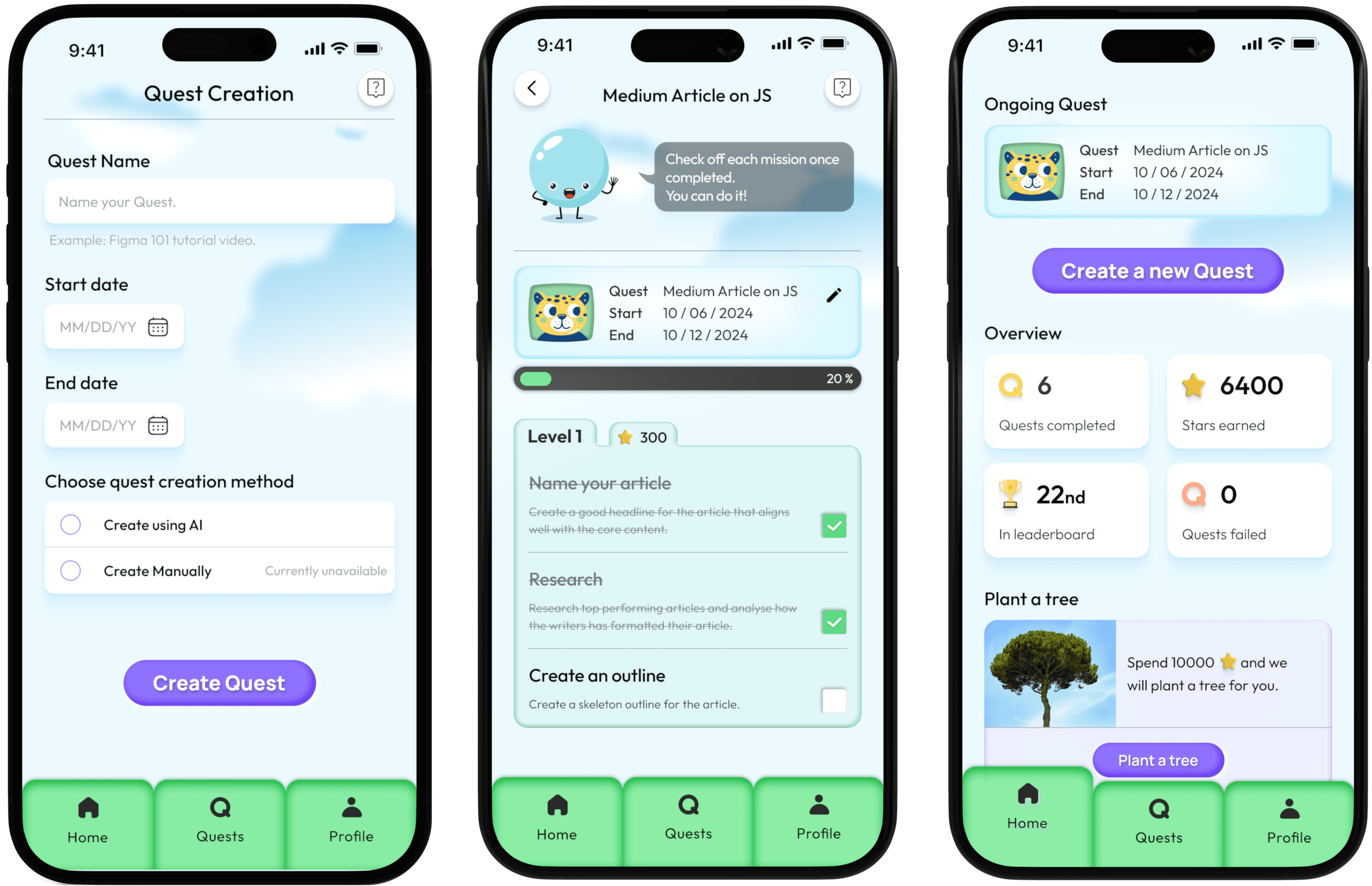 Image of 2 screens. Includes Avatar selection page and Level 1 completed page
