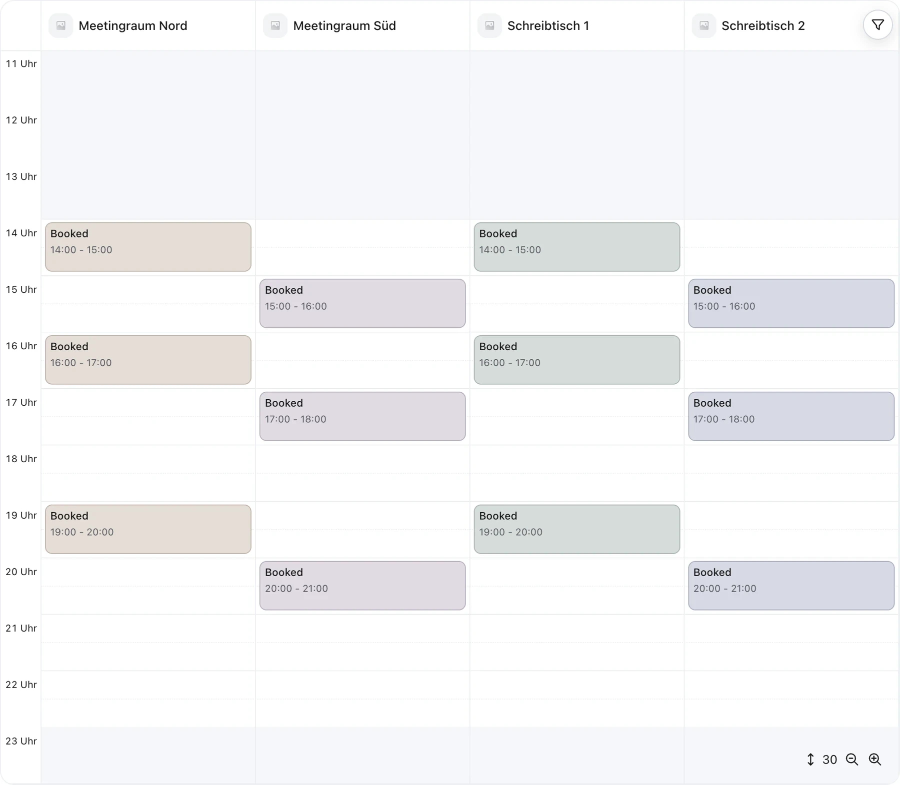 Echter anny Kalender mit Schreibtischen und Räumen im fiktiven Coworking-Space Lindenwerk am 17. Oktober