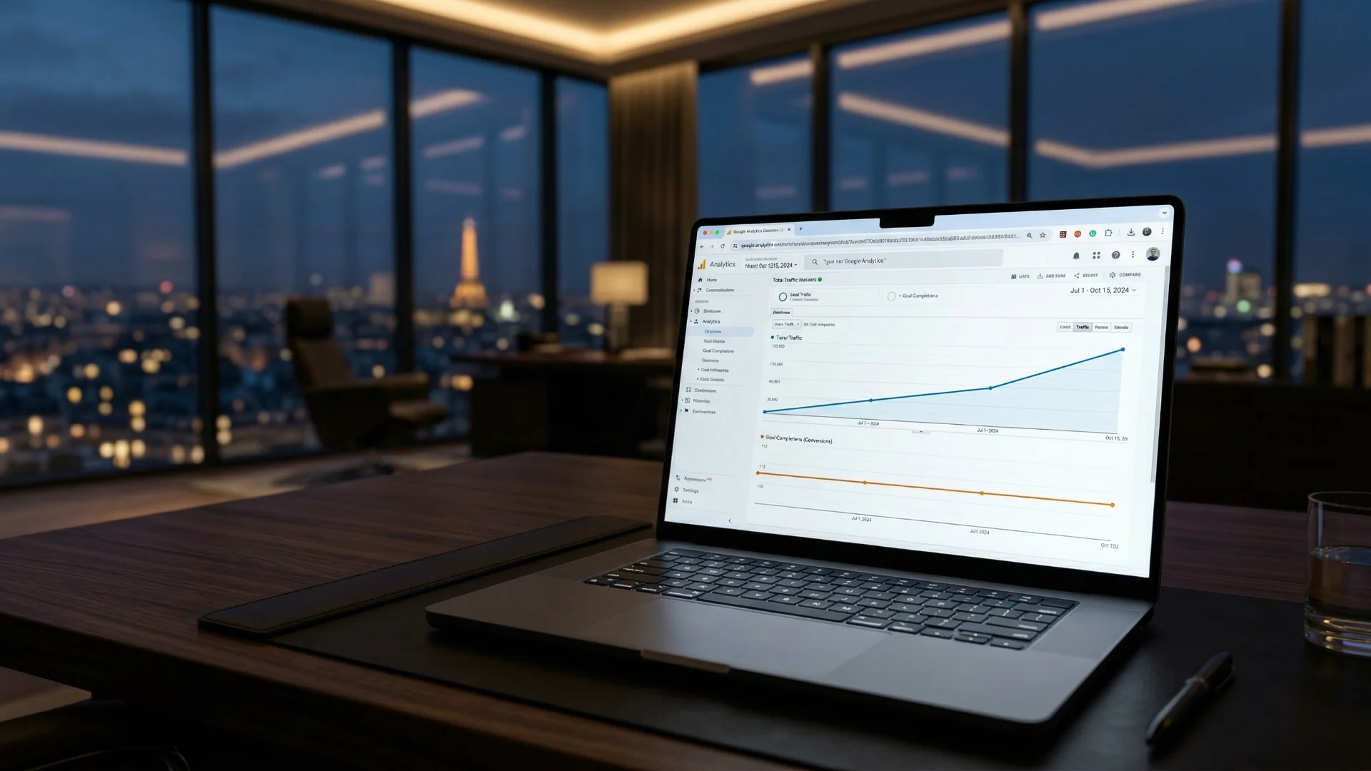 laptop affichant la google search console, le trafic est élevé mais les ventes stagnent