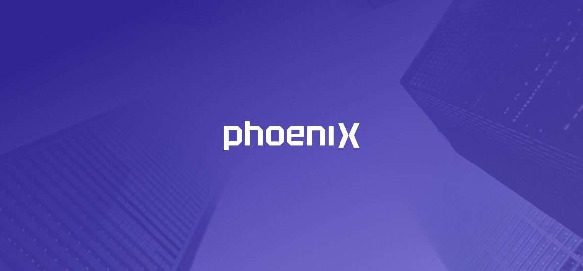 White logo on purple background