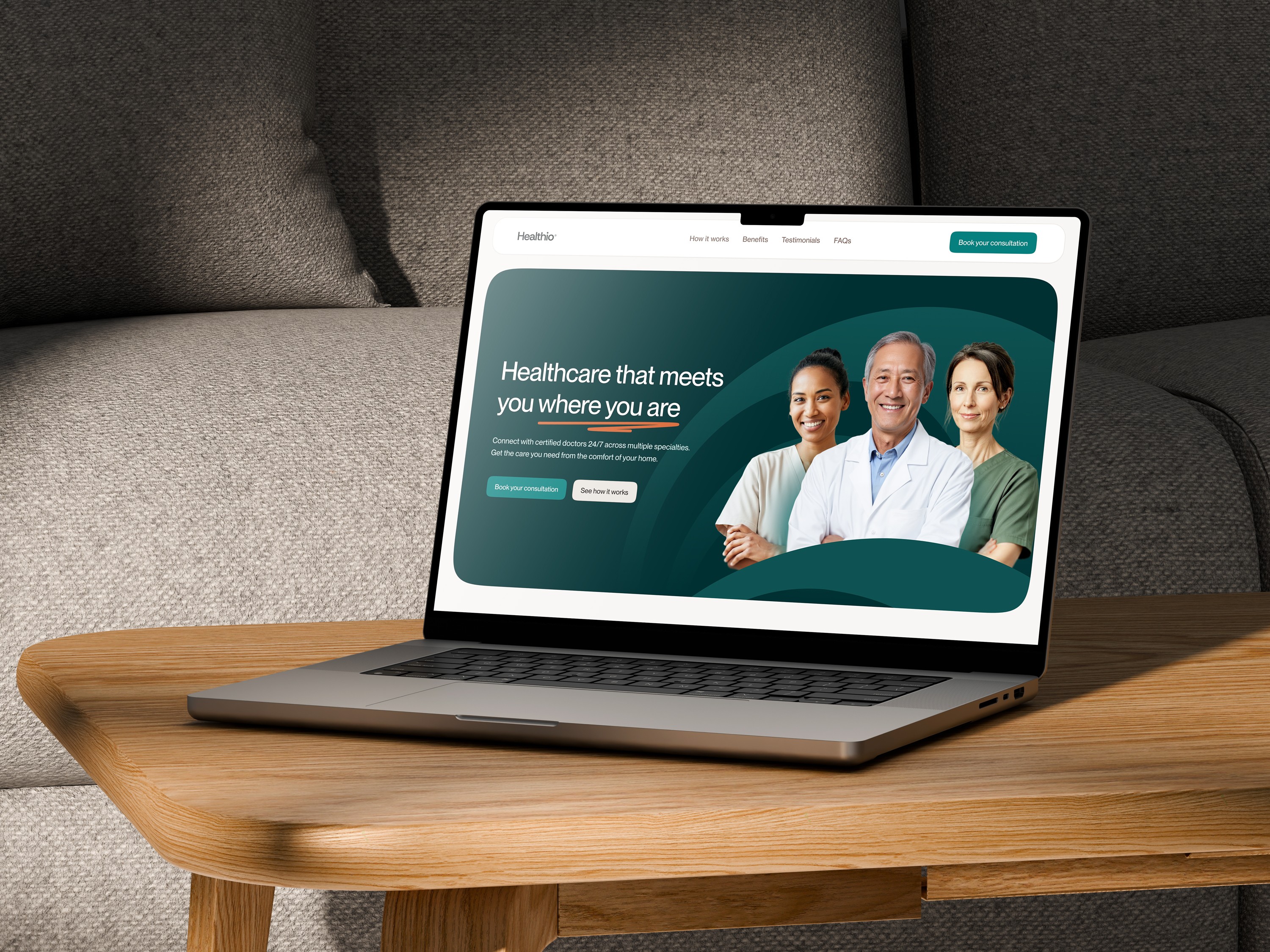 PhantomMesh VPN landing page design showcasing dark UI with privacy-focused headline on desktop screen.