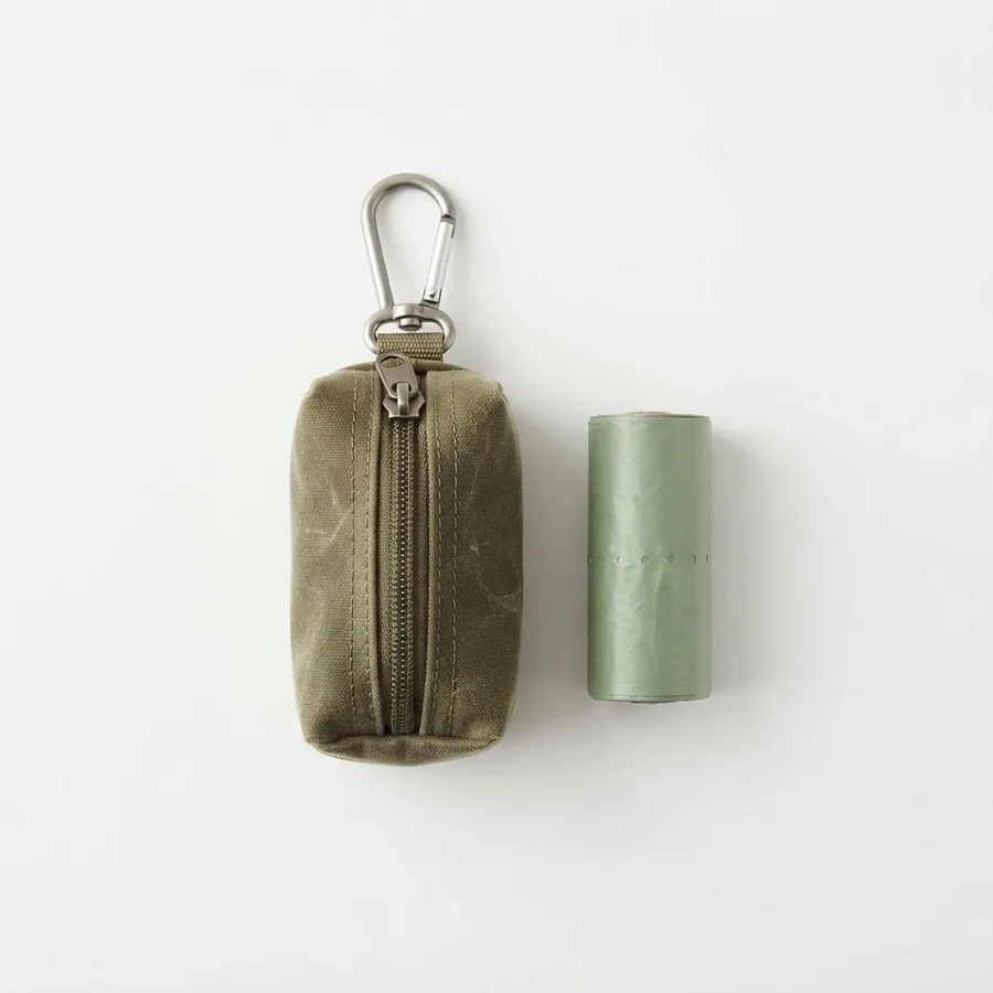 Olive canvas poo bag holder