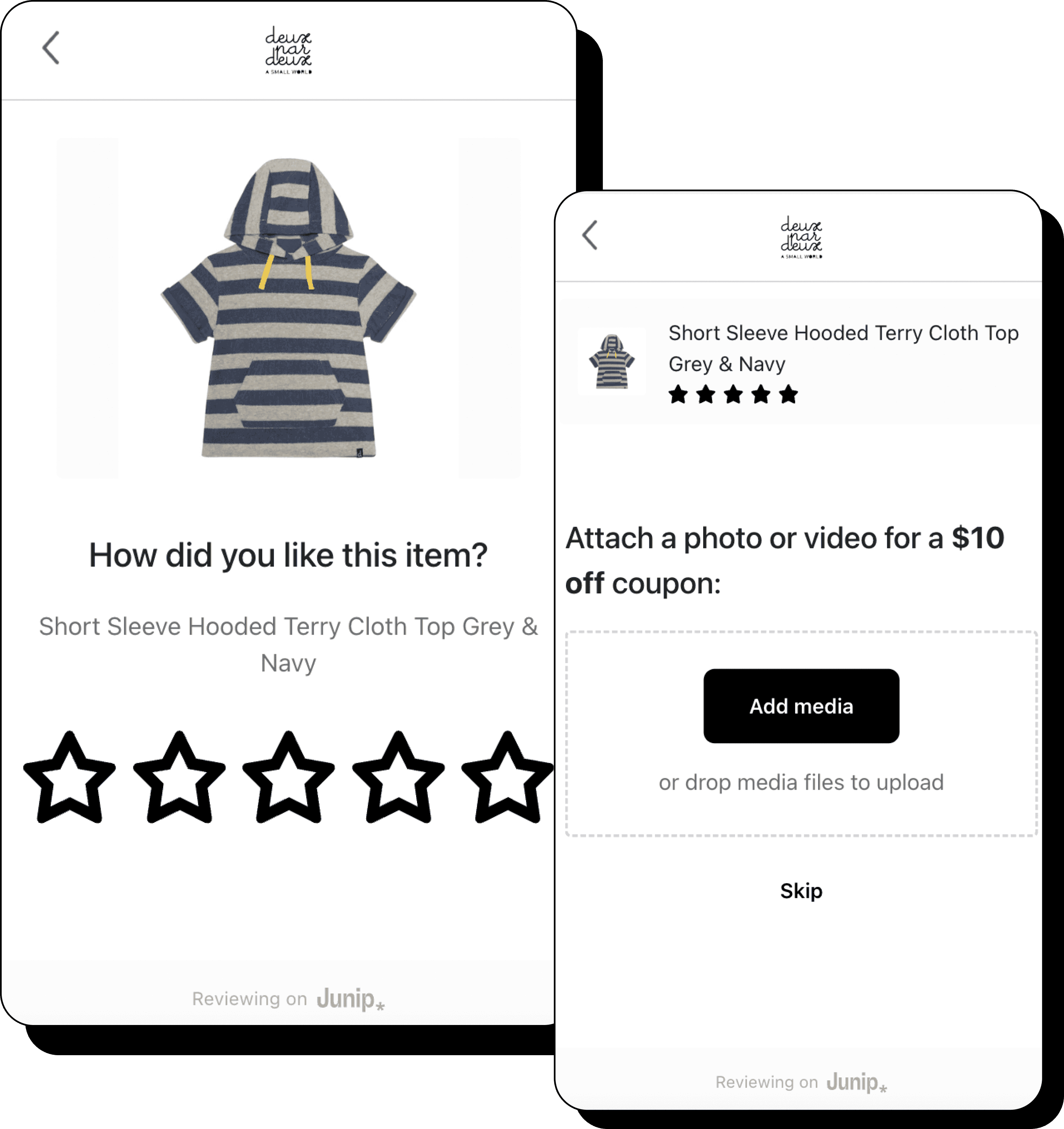 Junip mobile first review form